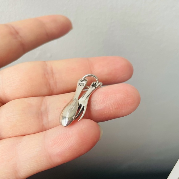 Sterling silver spoon and fork necklace - Picture 2 of 3